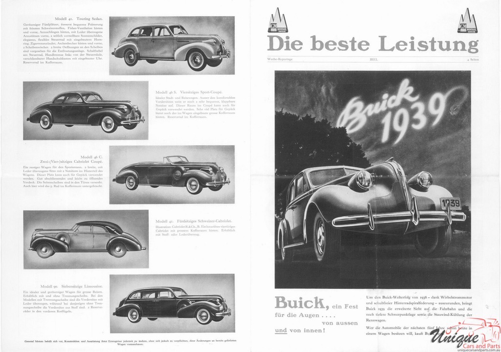 1939 Buick Foldout (Switzerland) Page 1